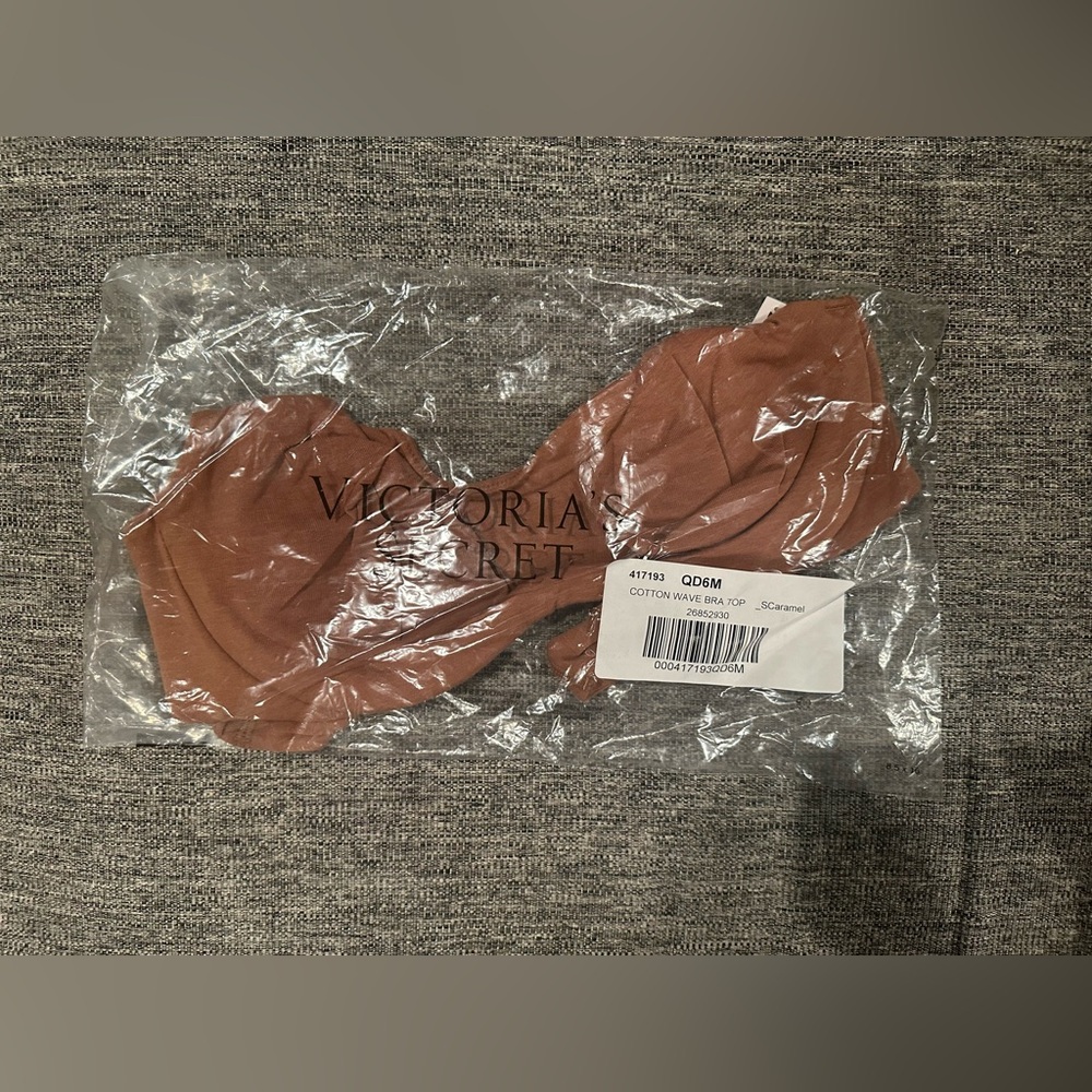PINK Victoria's Secret Base Cotton Unlined Scoop Bra In Caramel Medium - Picture 4 of 5